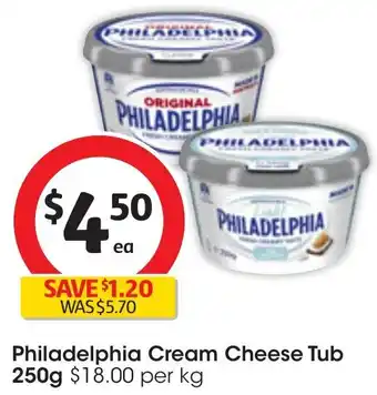 Coles Philadelphia Cream Cheese Tub 250g offer