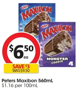 Coles Peters Maxibon 560mL offer