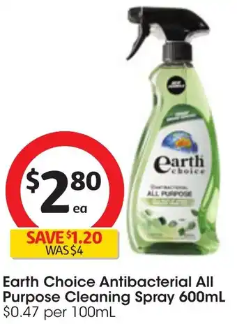 Coles Earth Choice Antibacterial All Purpose Cleaning Spray 600mL offer