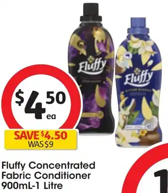 Coles Fluffy Concentrated Fabric Conditioner 900mL-1 Litre offer
