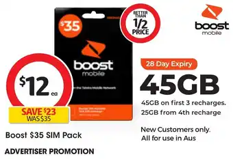 Coles Boost $35 SIM Pack offer