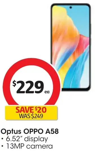 Coles Optus OPPO A58 offer