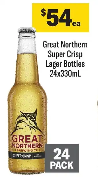 Coles Great Northern Super Crisp Lager Bottles 24x330mL offer