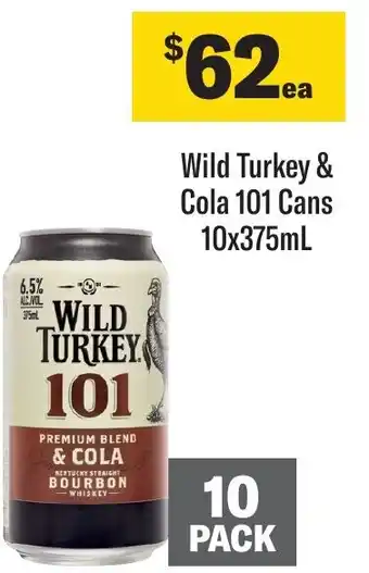 Coles Wild Turkey & Cola 101 Cans 10x375mL offer