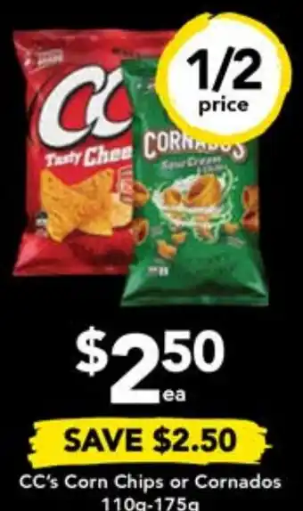 Drakes CC's Corn Chips or Cornados 110g-175g offer