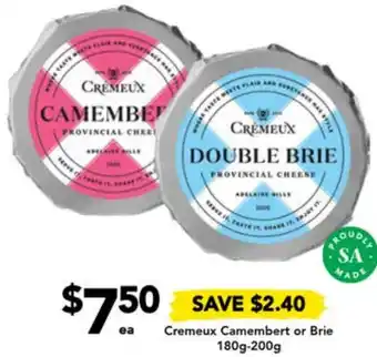 Drakes Cremeux Camembert or Brie 180g-200g offer