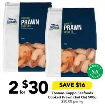 Thomas Cappo Seafoods Cooked Prawn (Tail On) 500g