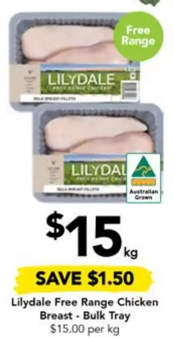 Drakes Lilydale Free Range Chicken Breast - Bulk Tray offer