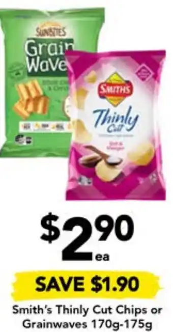 Drakes Smith's Thinly Cut Chips or Grainwaves 170g-175g offer