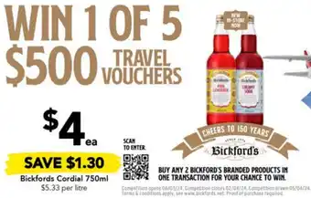 Drakes Bickfords Cordial 750ml offer