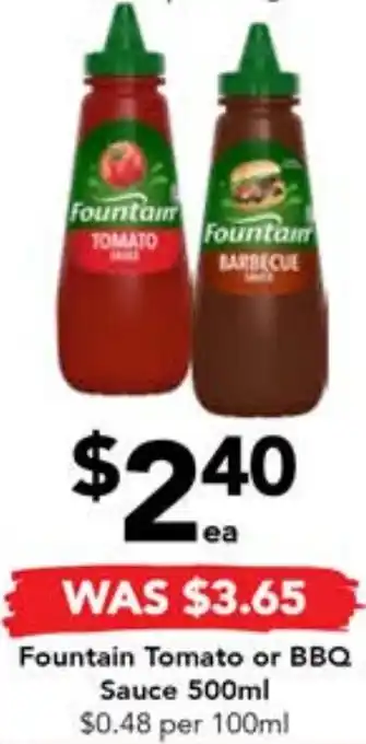 Fountain Tomato or BBQ Sauce 500ml