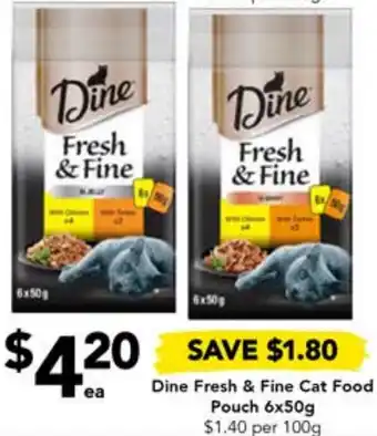 Drakes Dine Fresh & Fine Cat Food Pouch 6x50g offer