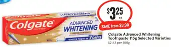 IGA Colgate Advanced Whitening Toothpaste 115g Selected Varieties offer