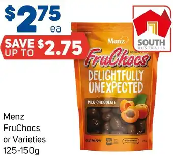 Foodland Menz FruChocs or Varieties 125-150g offer