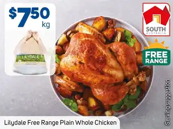 Foodland Lilydale Free Range Plain Whole Chicken per kg offer