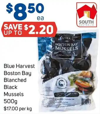 Foodland Blue Harvest Boston Bay Blanched Black Mussels 500g offer