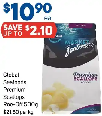 Foodland Global Seafoods Premium Scallops Roe-Off 500g offer