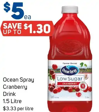 Foodland Ocean Spray Cranberry Drink 1.5 Litre offer