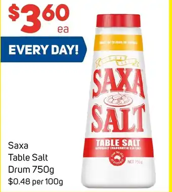 Foodland Saxa Table Salt Drum 750g offer