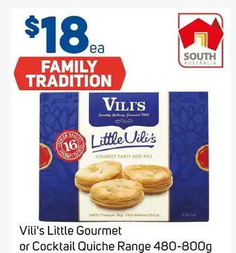 Foodland Vili's Little Gourmet or Cocktail Quiche Range 480-800g offer