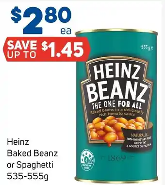 Foodland Heinz Baked Beanz or Spaghetti 535-555g offer