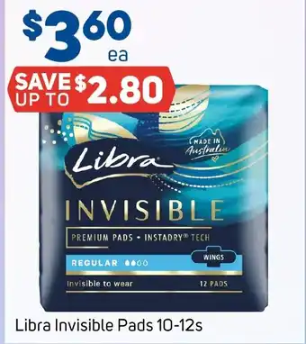 Foodland Libra Invisible Pads 10-12s offer