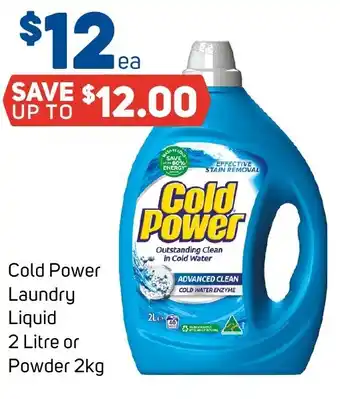 Foodland Cold Power Laundry Liquid 2 Litre or Powder 2kg offer