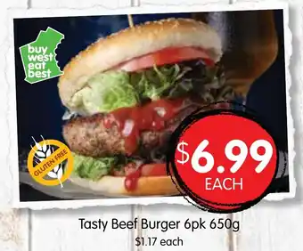 Spudshed Tasty Beef Burger 6pk 650g offer
