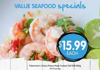 Spudshed Fisherman's Choice Prawn Meat Cooked 100/200 800g offer