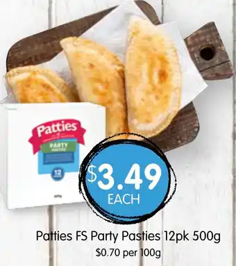 Spudshed Patties FS Party Pasties 12pk 500g offer