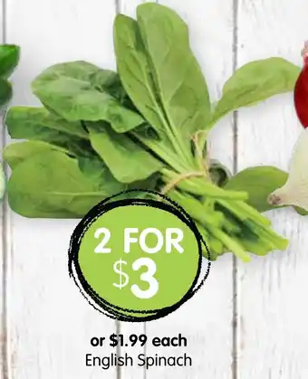 Spudshed English Spinach offer