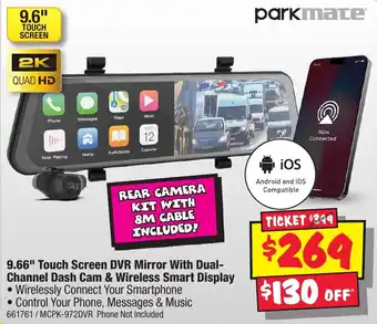 JB Hi-Fi 9.66" Touch Screen DVR Mirror With Dual-Channel Dash Cam & Wireless Smart Display offer