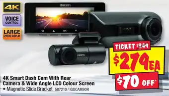 JB Hi-Fi 4K Smart Dash Cam With Rear Camera & Wide Angle LCD Colour Screen offer
