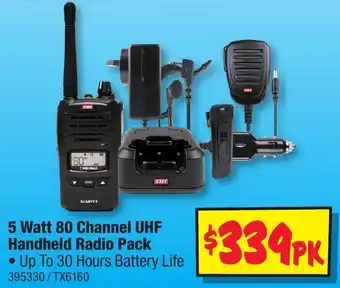 5 Watt 80 Channel UHF Handheld Radio Pack
