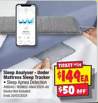 JB Hi-Fi Sleep Analyser - Under Mattress Sleep Tracker offer