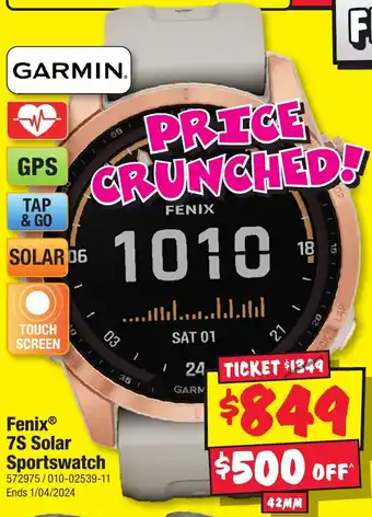 JB Hi-Fi Fenix 7S Solar Sportswatch offer