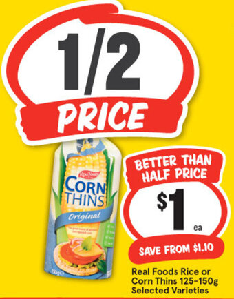 IGA Real Foods Rice or Corn Thins 125-150g offer