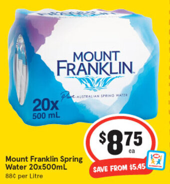 IGA Mount Franklin Spring Water 20x500ml offer