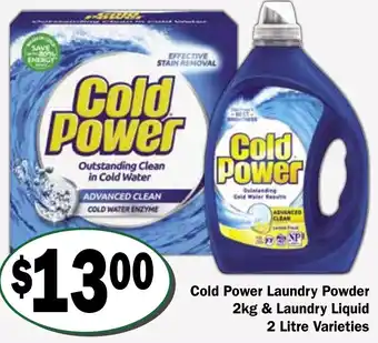 Friendly Grocer Cold Power Laundry Powder 2kg & Laundry Liquid 2 Litre Varieties offer