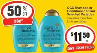 IGA OGX Shampoo or Conditioner 385mL offer