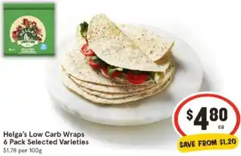 IGA Helga's Low Carb Wraps 6 Pack offer