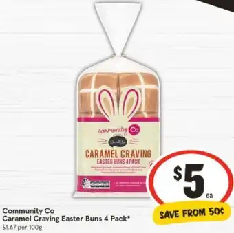 IGA Community Co Caramel Craving Easter Buns 4 Pack offer