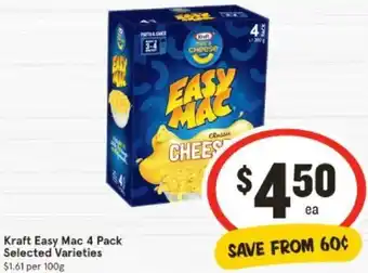 IGA Kraft Easy Mac 4 Pack offer