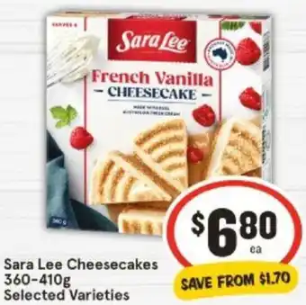 IGA Sara Lee Cheesecakes 360-410g offer