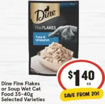 IGA Dine Fine Flakes or Soup Wet Cat Food 35-40g offer