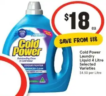 IGA Cold Power Laundry Liquid 4 Litre offer