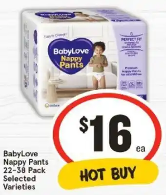 IGA BabyLove Nappy Pants 22-38 Pack offer