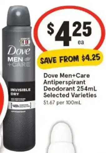 IGA Dove Men+Care Antiperspirant Deodorant 254mL offer