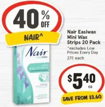 IGA Nair Easiwax Mini Wax Strips 20 Pack offer