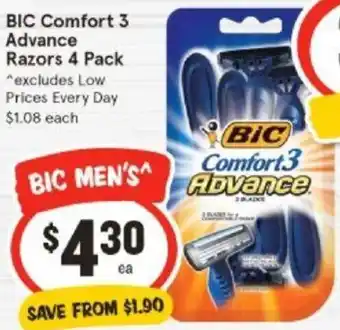 IGA BIC Comfort 3 Advance Razors 4 Pack offer